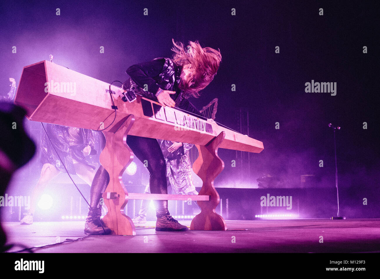 The Swedish electronic music duo The Knife performs a live concert at