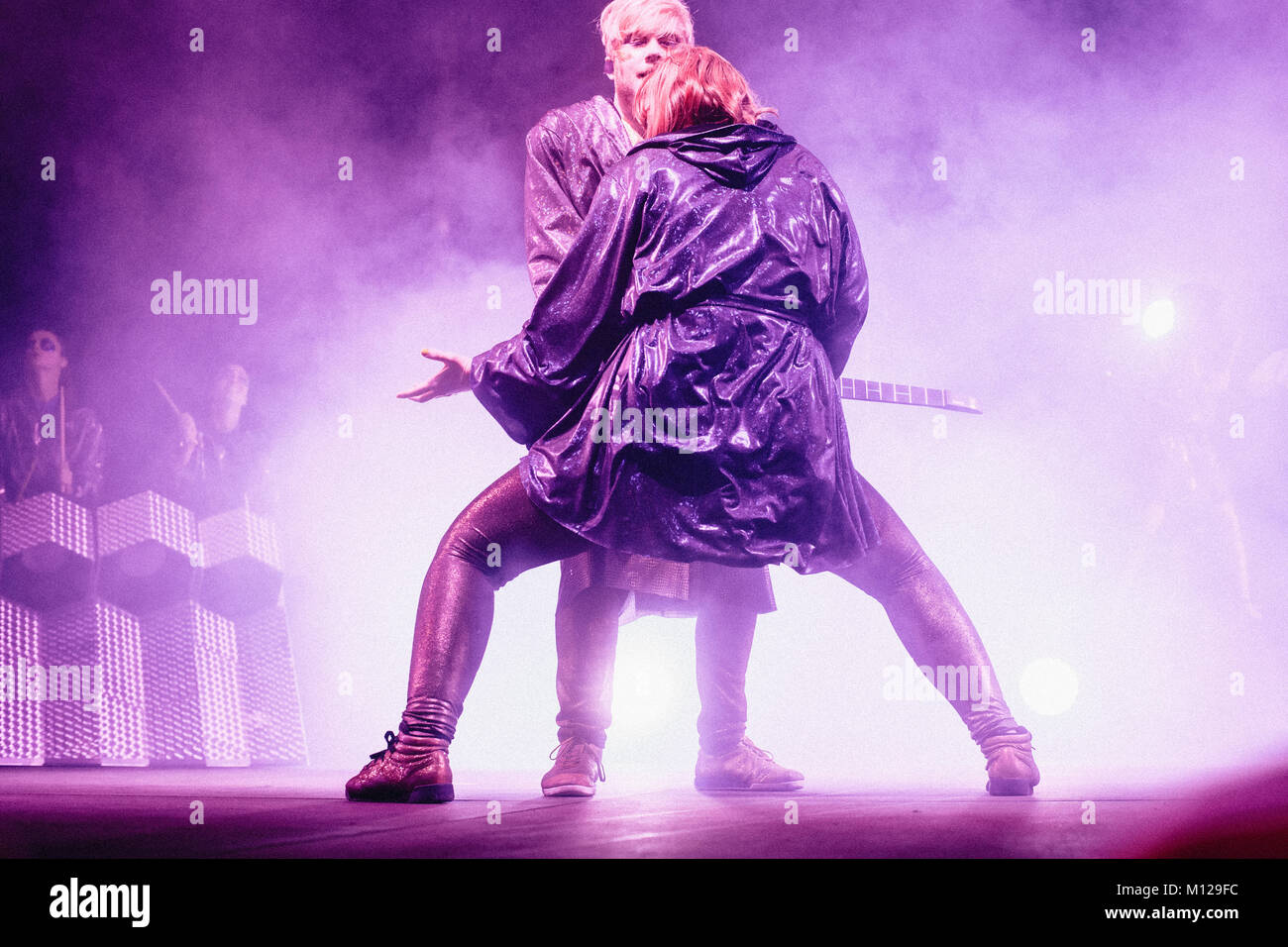 The Swedish electronic music duo The Knife performs a live concert at