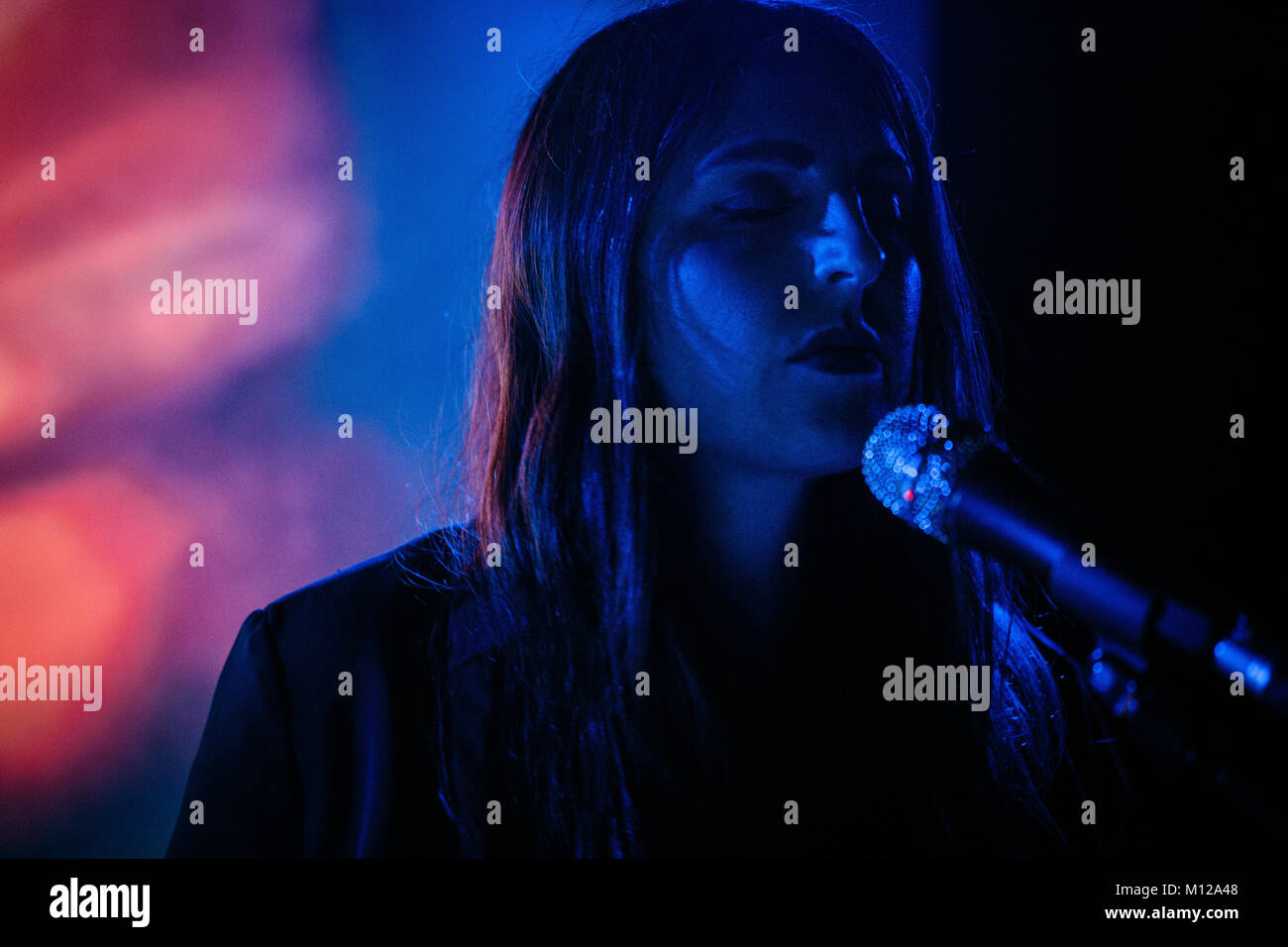 The American musical project Tropic of Cancer performs a live concert at Huset during the Danish music festival Frost Festival 2017 in Copenhagen. Here singer, songwriter and musician Camella Lobo is seen live on stage. Denmark, 23/02 2017. Stock Photo