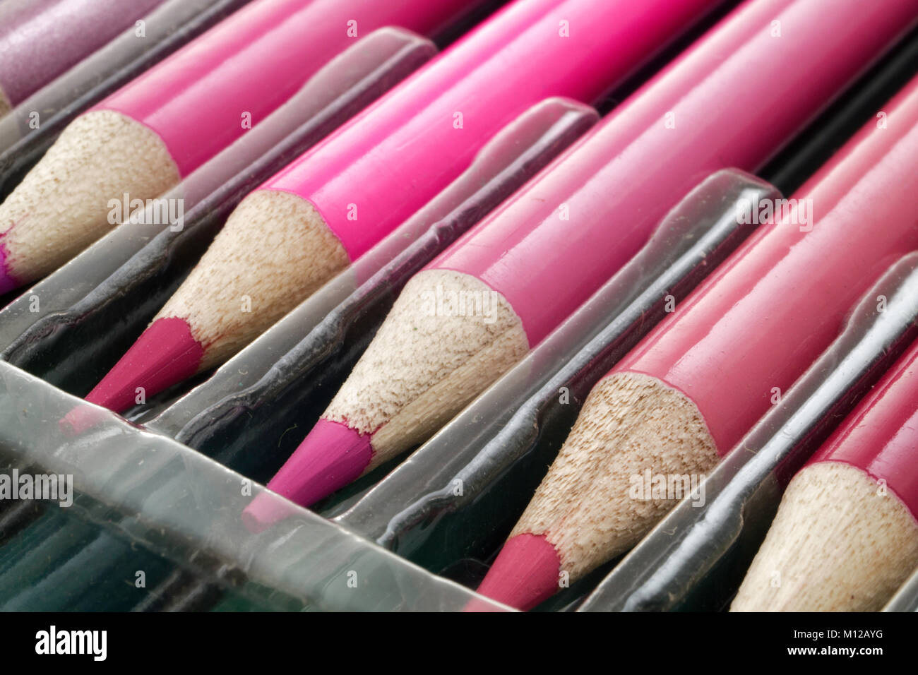 pink coloured pencils Stock Photo