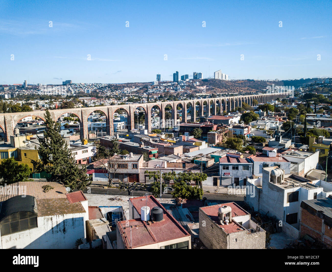 Los Arcos, aquaduct in Queretaro, Mexico Stock Photo