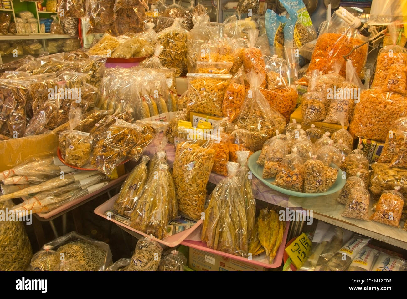 Dried Food, from noodles to fish Stock Photo
