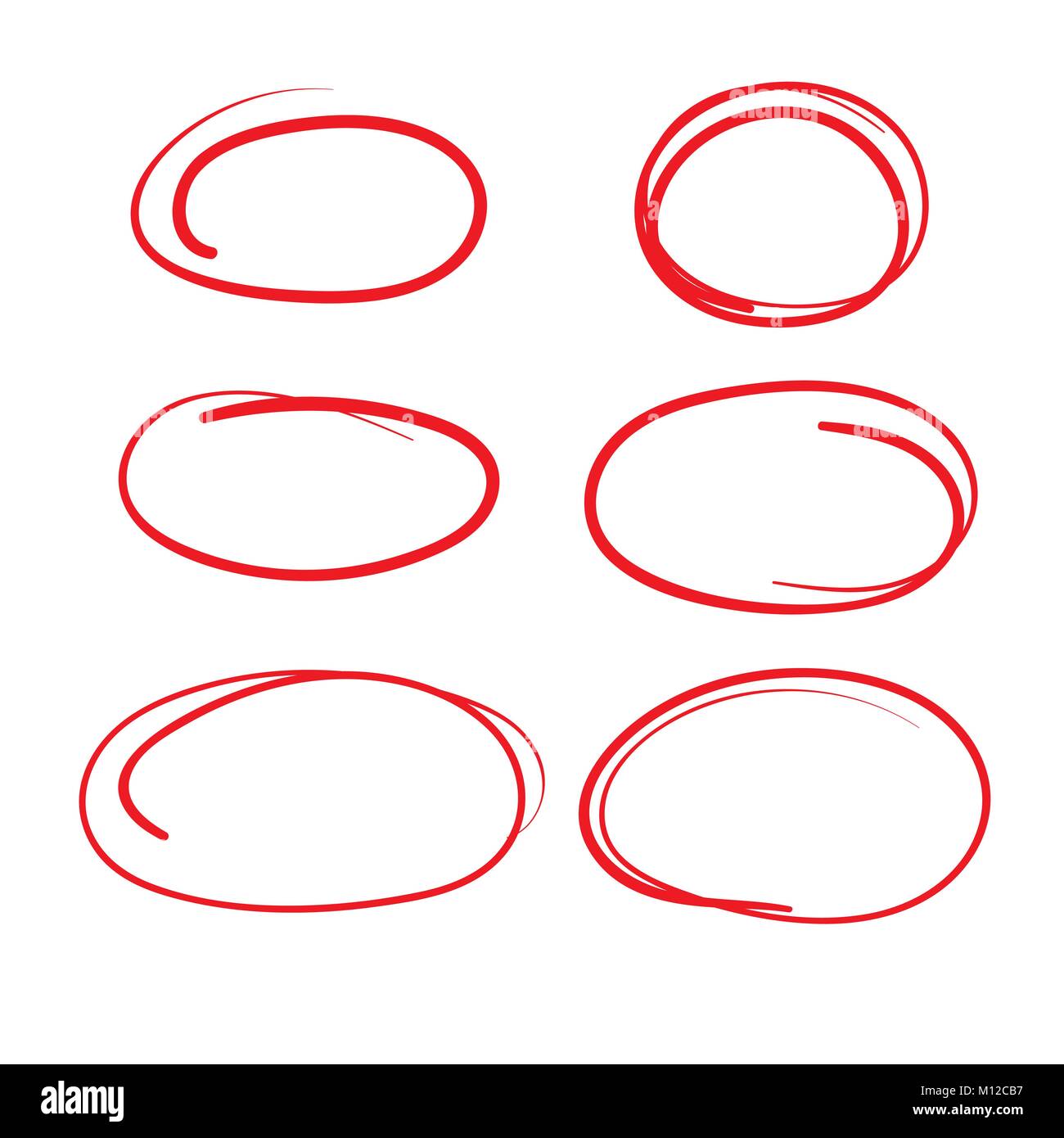 Red Circle Grading Marks with Swoosh Feel Marking up the Papers Stock