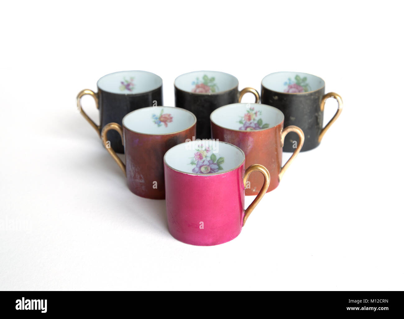 Set of six vintage japanese coffee cup isolated in white background Stock Photo Alamy