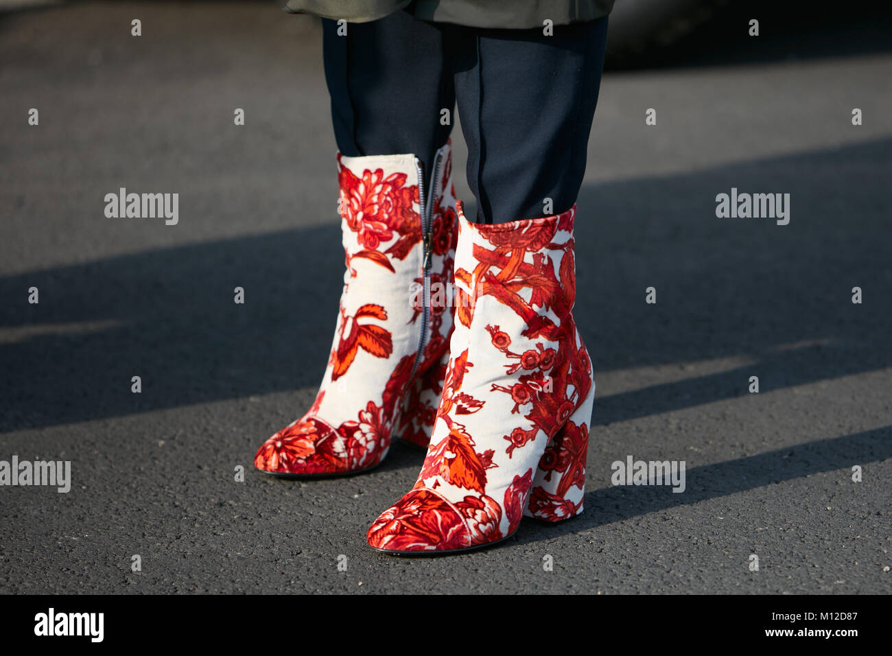 red floral boots