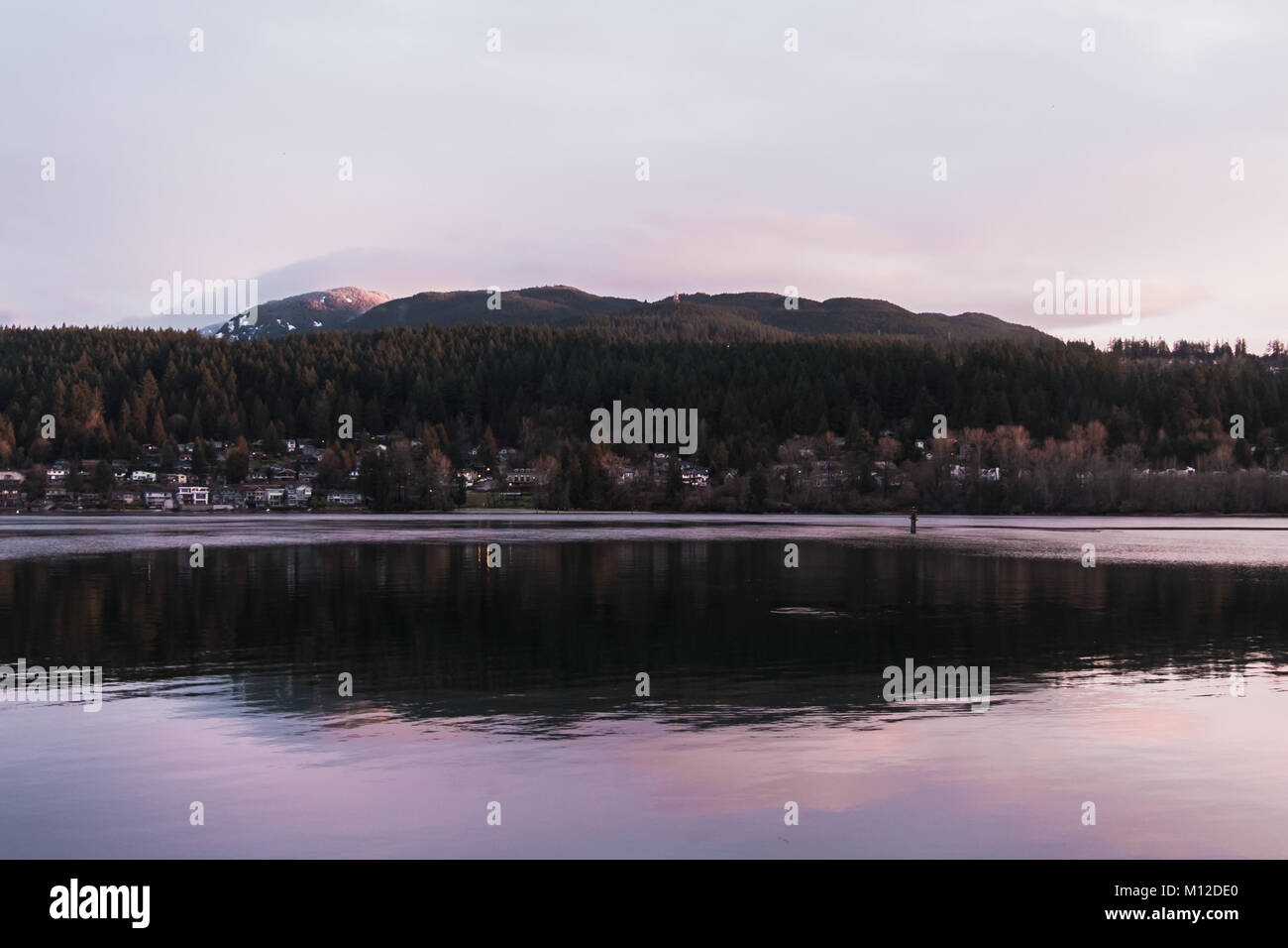View at Rocky Point Park, Port Moody, Vancouver, British Columbia, Canada a Couple Minutes after Sunrise Stock Photo