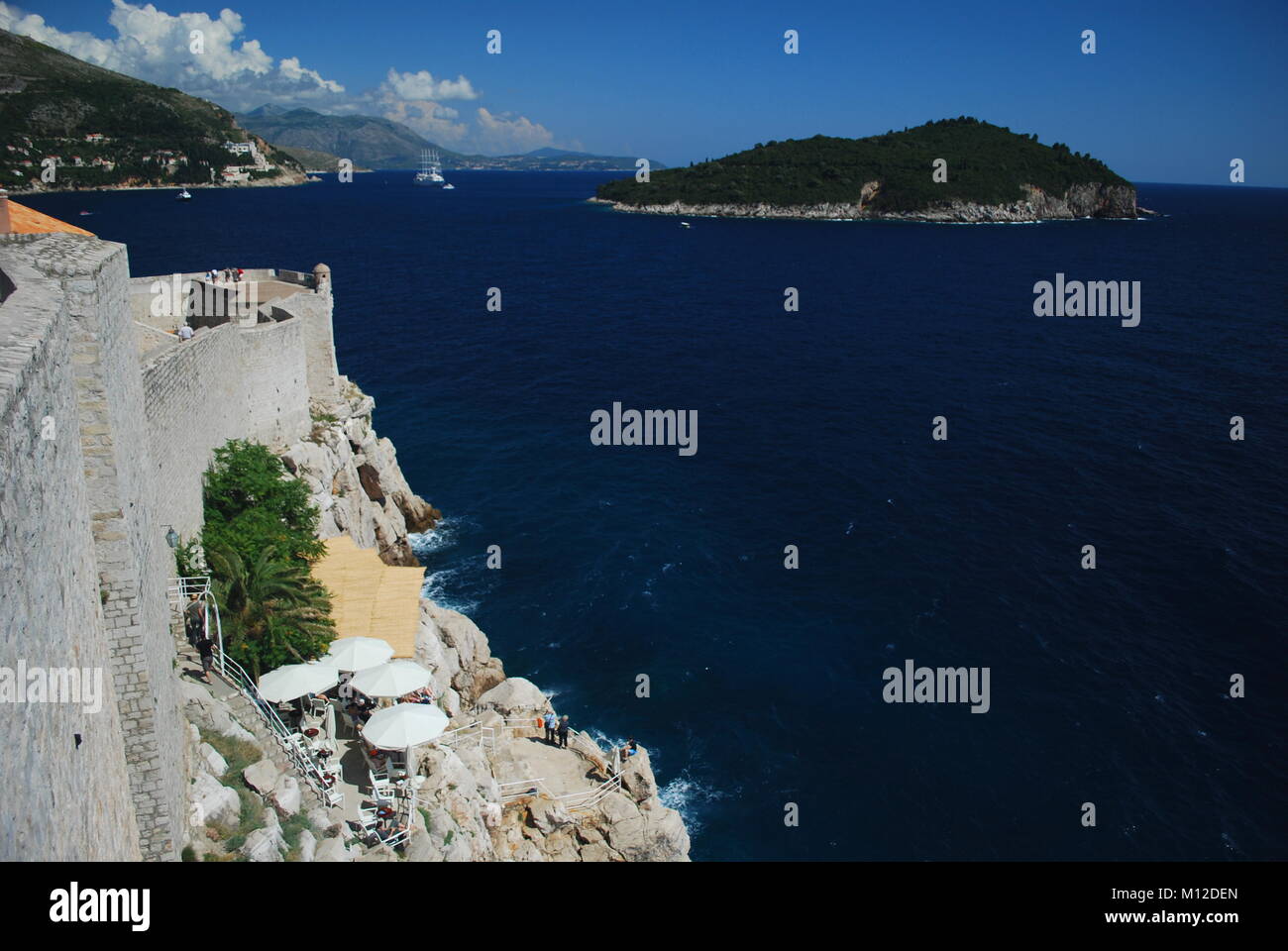 A hidden bar on the cliffs outside of the Dubrovnik walls Stock Photo