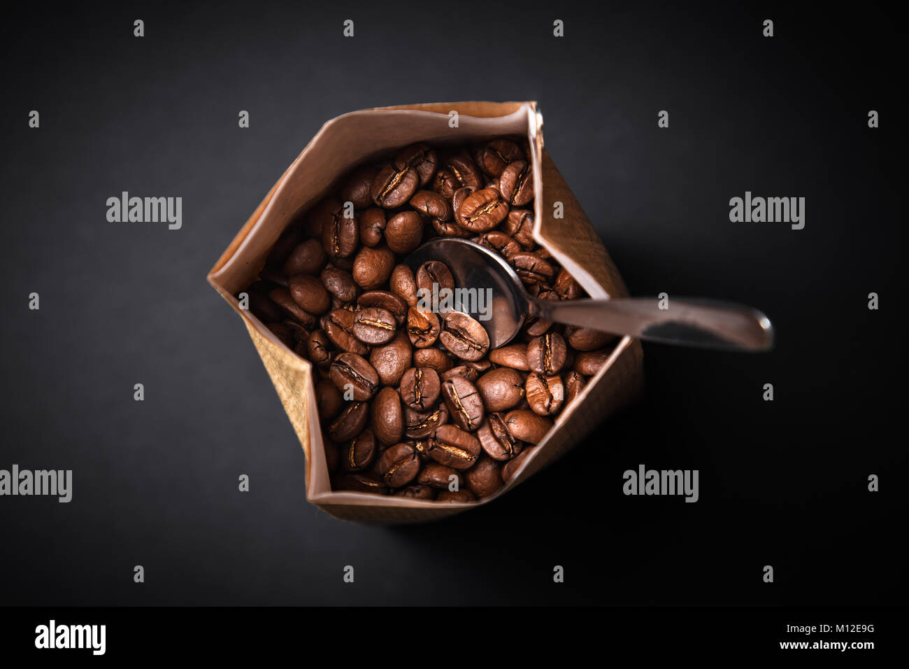 coffee beans in a bag Stock Photo
