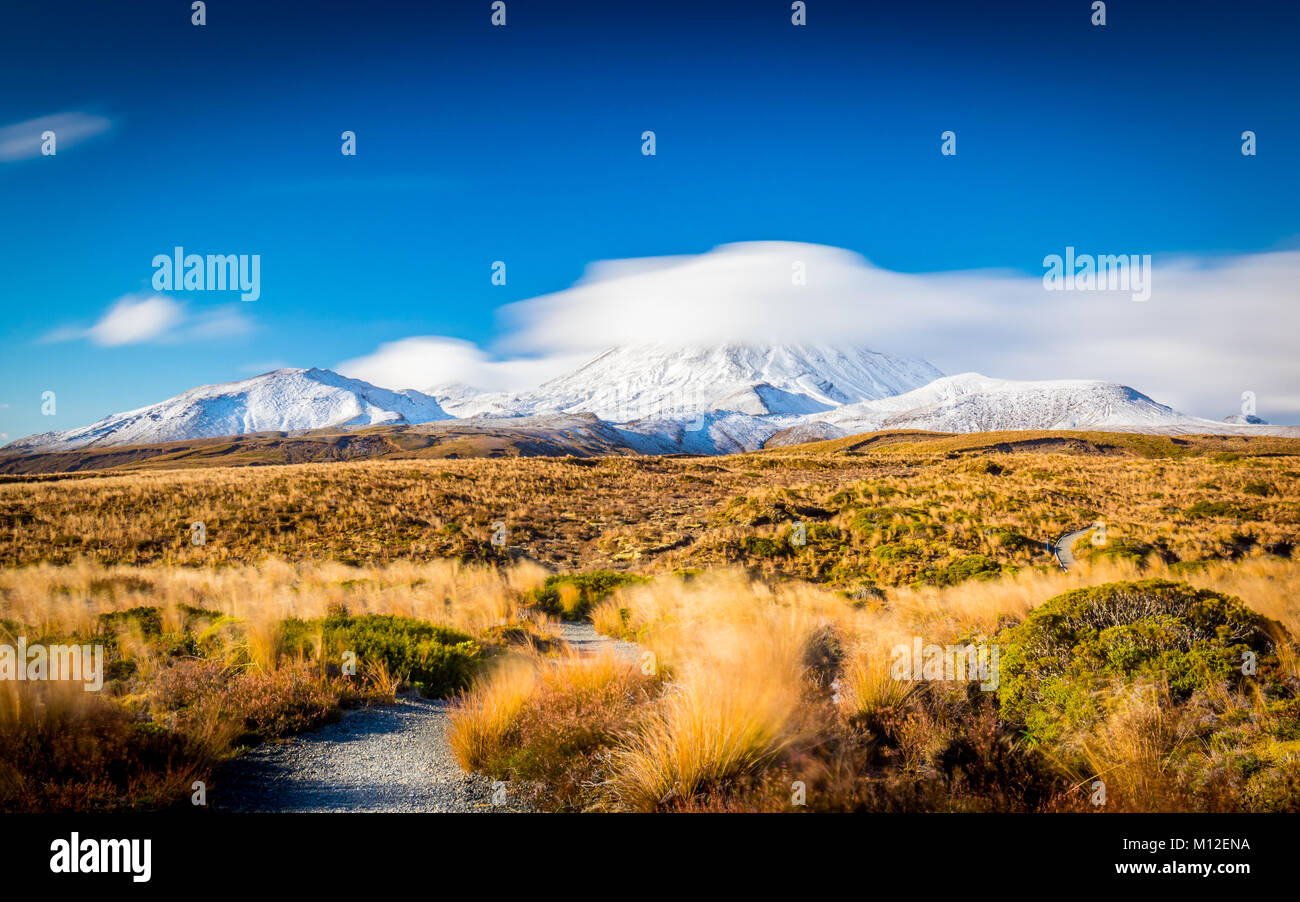 Mount Ngauruhoe at Tongariro National Park, New Zealand. Stock Photo