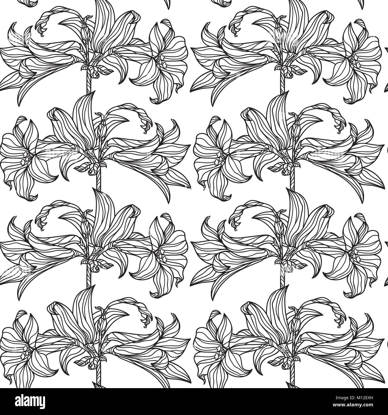 Vector seamless pattern with flowers Stock Vector Image & Art - Alamy
