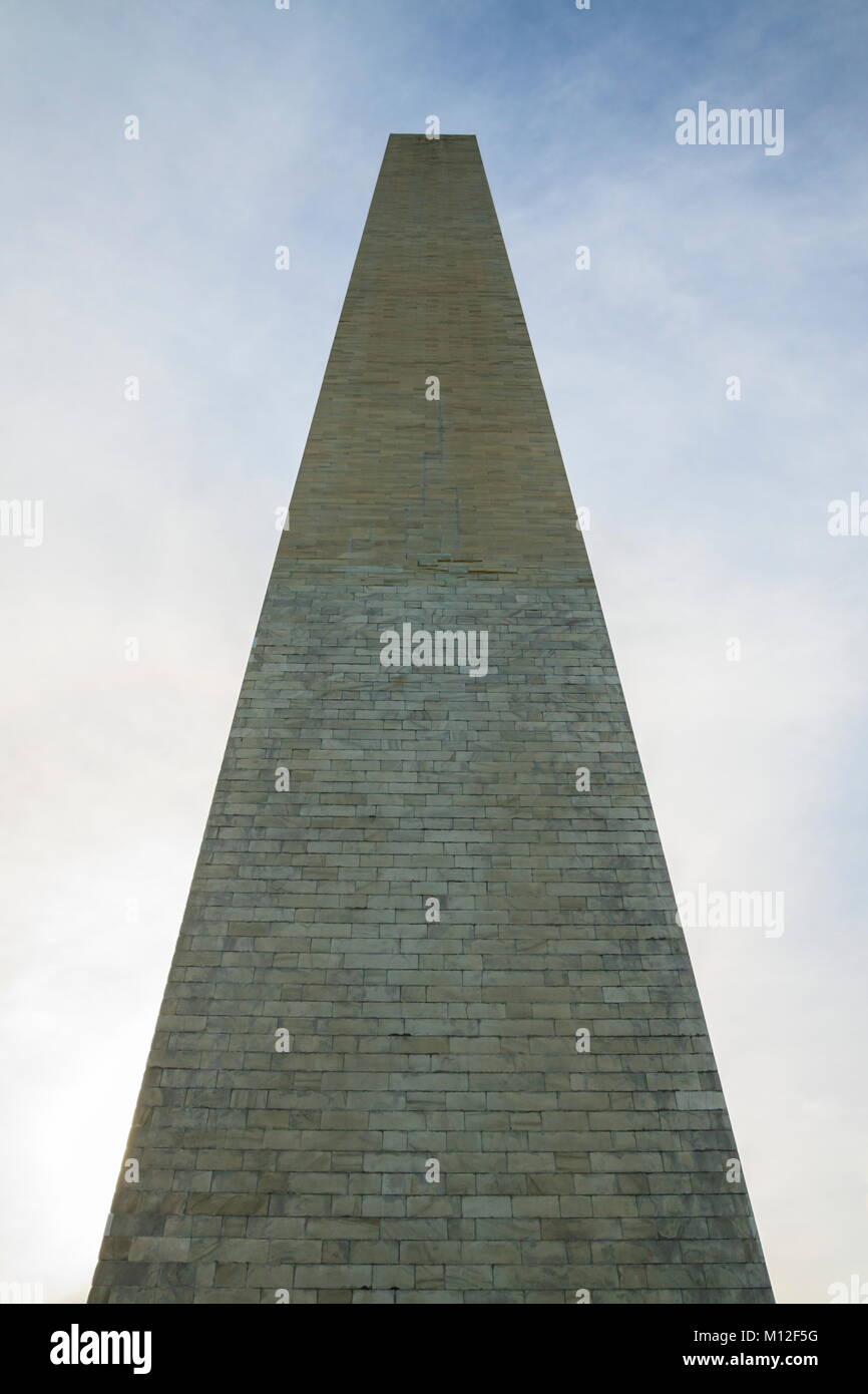 The Washington Monument viewed from below Stock Photo
