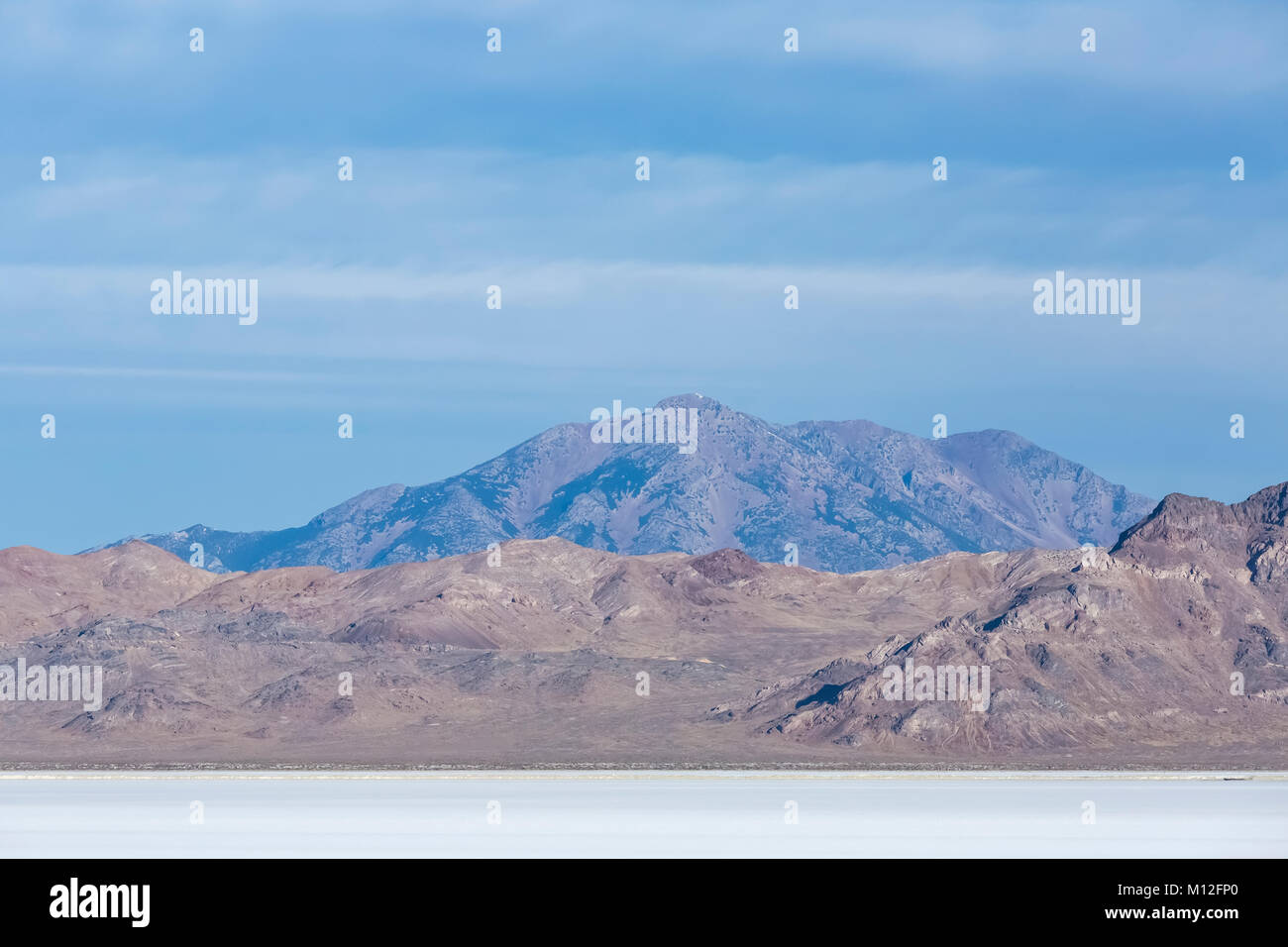 Bonneville Salt Flats viewed from the Wendover Salt Flats Rest Area, Utah, USA Stock Photo