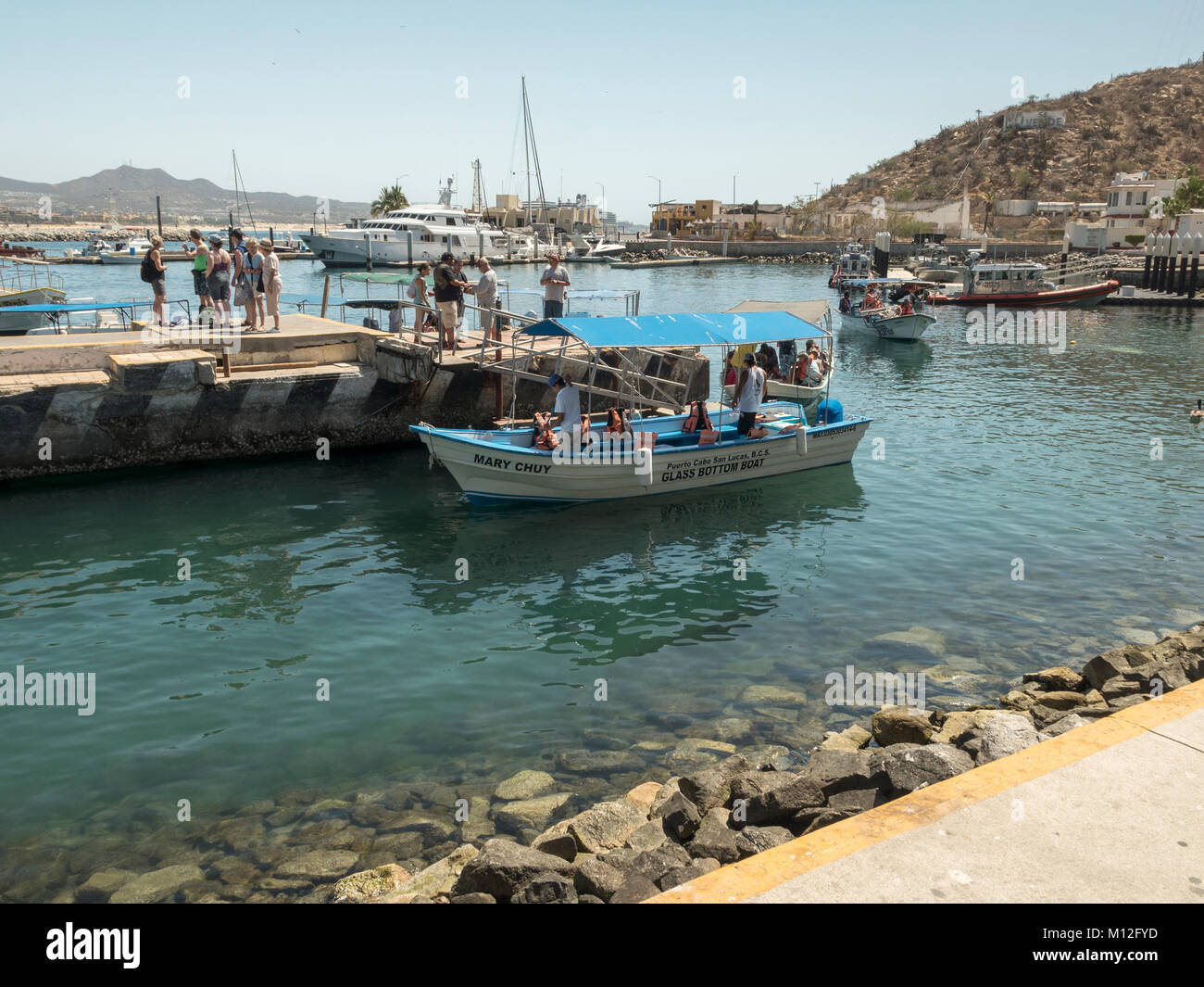 Glass Bottom Boat Tours From The Harbour In Cabo San Lucas Mexico Stock