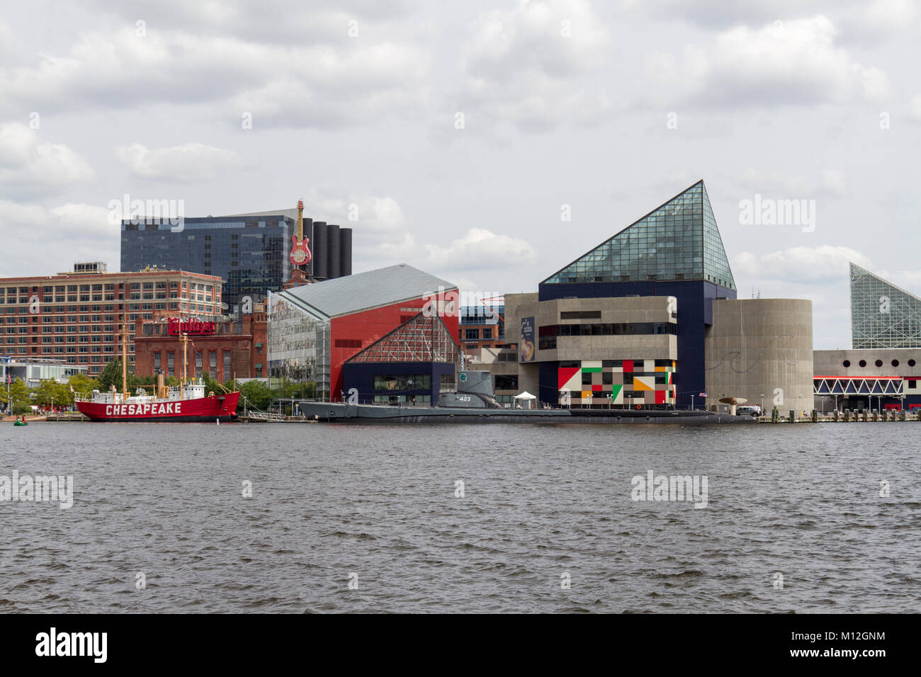 The National Aquarium viewed across the Baltimore Inner Harbor, Baltimore, Maryland, United States. Stock Photo
