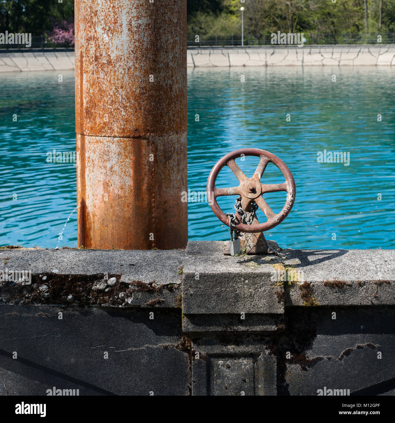 Reservoir controls, Seattle Stock Photo