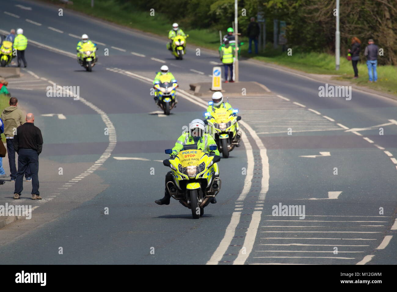 Tour De Yorkshire Police Motorcycles Stock Photo