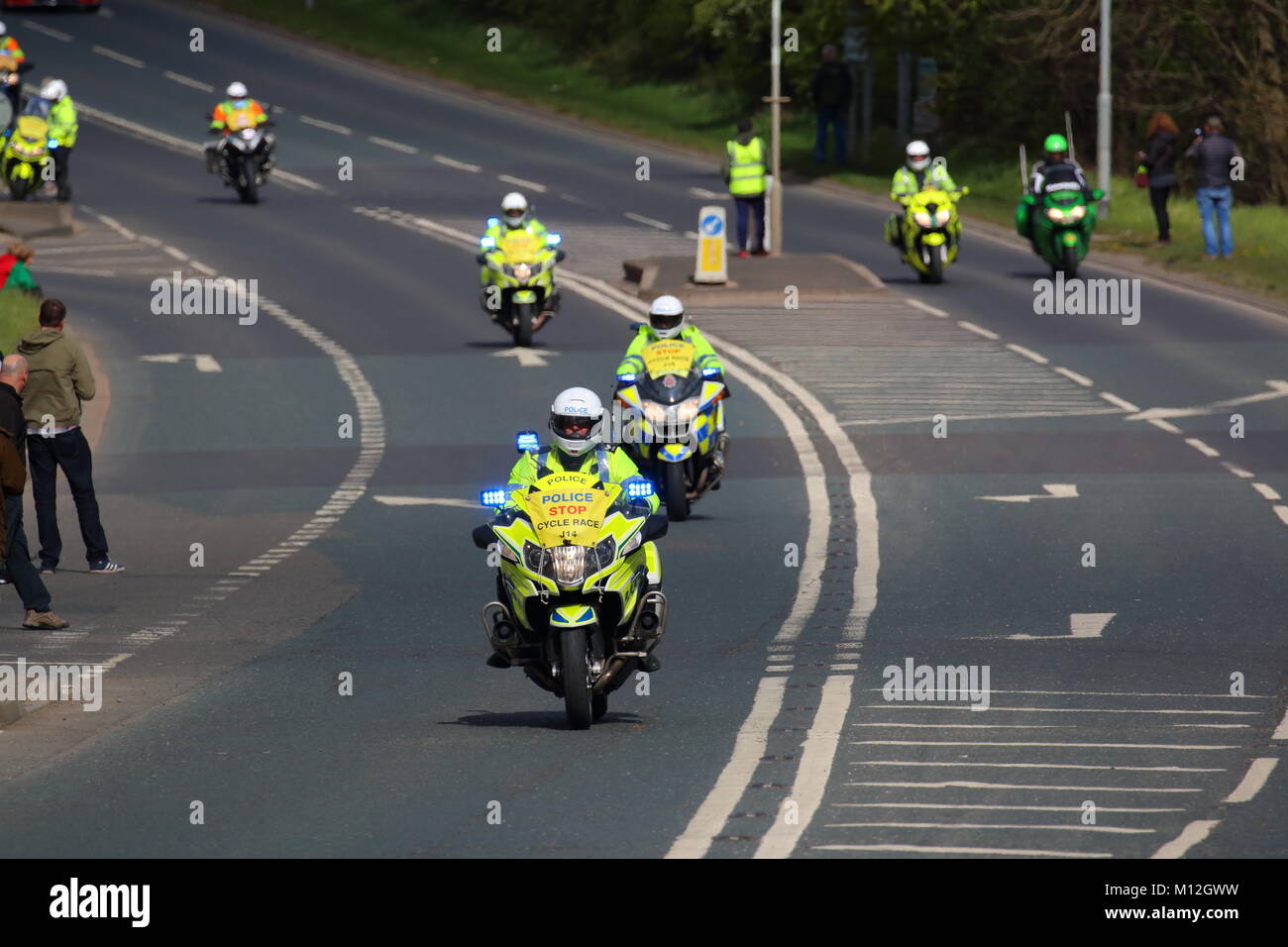 Tour De Yorkshire Police Motorcycles Stock Photo