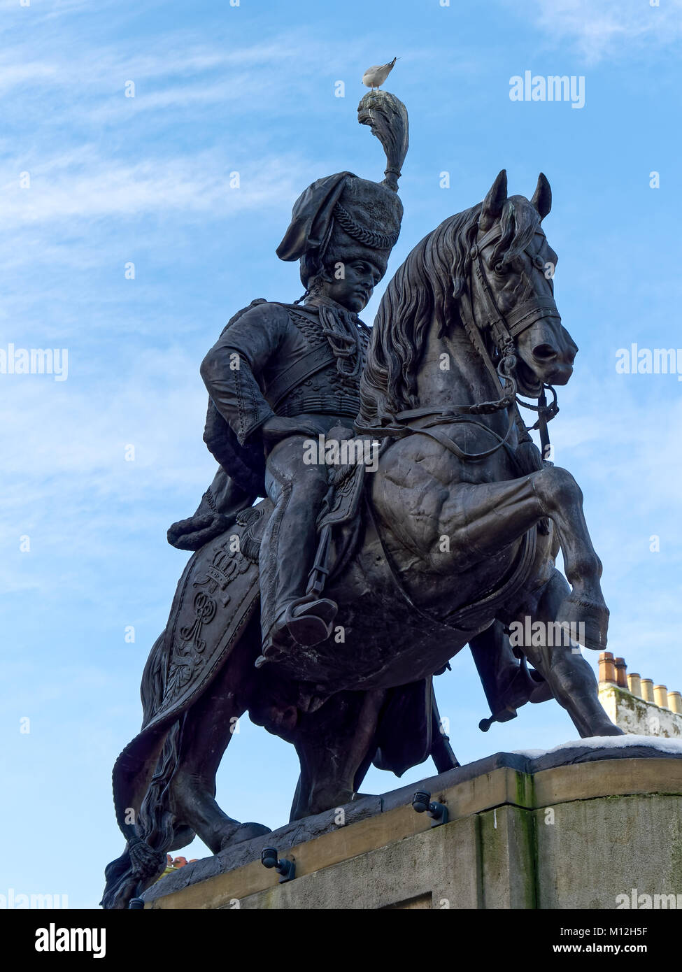 DURHAM, COUNTY DURHAM/UK - JANUARY 19 : Lord Londonderry Statue in Market Place Square in Durham, County Durham on January 19, 2018 Stock Photo