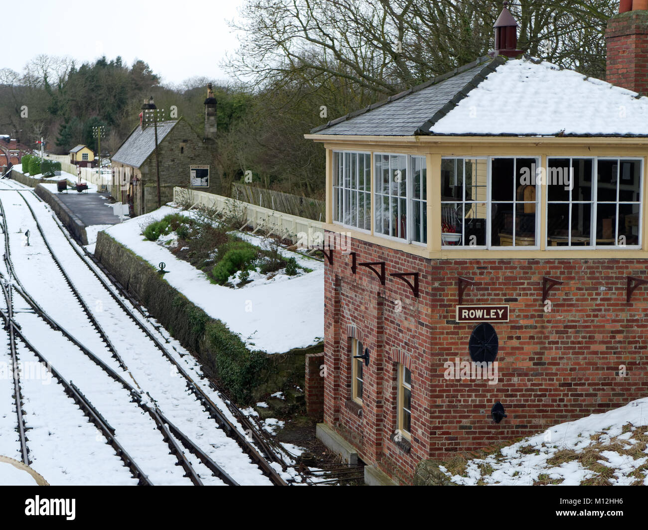 STANLEY, COUNTY DURHAM/UK - JANUARY 20 : Old Signal Box at the North of England Open Air Museum in Stanley, County Durham on January 20, 2018 Stock Photo