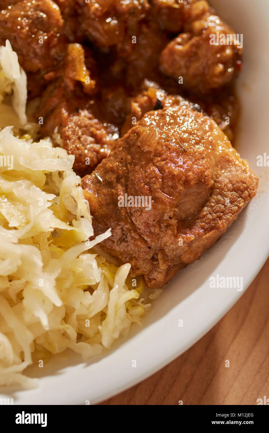 Pennsylvania Dutch style braised pork and sauerkraut, a traditional dish on New Year's Day Stock Photo