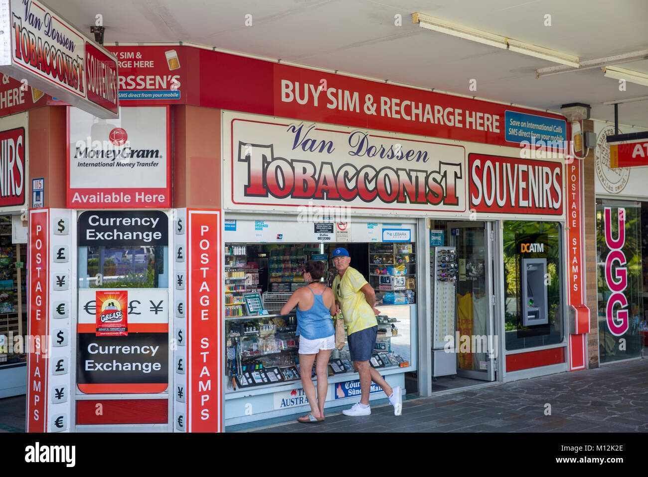 Tobacconist store shop selling cigarettes and smokes in Cairns,Queensland,Australia Stock Photo