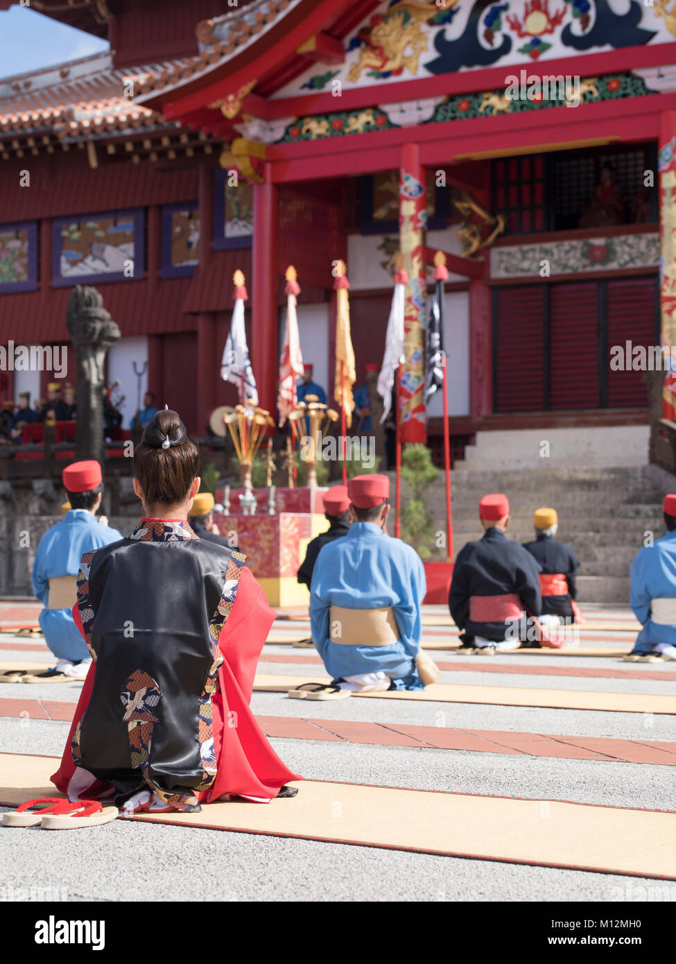 Shuri Castle New Year Festival, Naha City, Okinawa, Japan Stock Photo