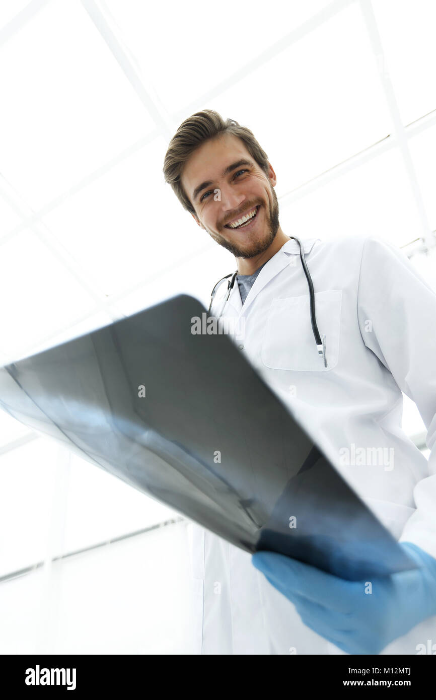 closeup.the doctor radiologist with x-ray Stock Photo