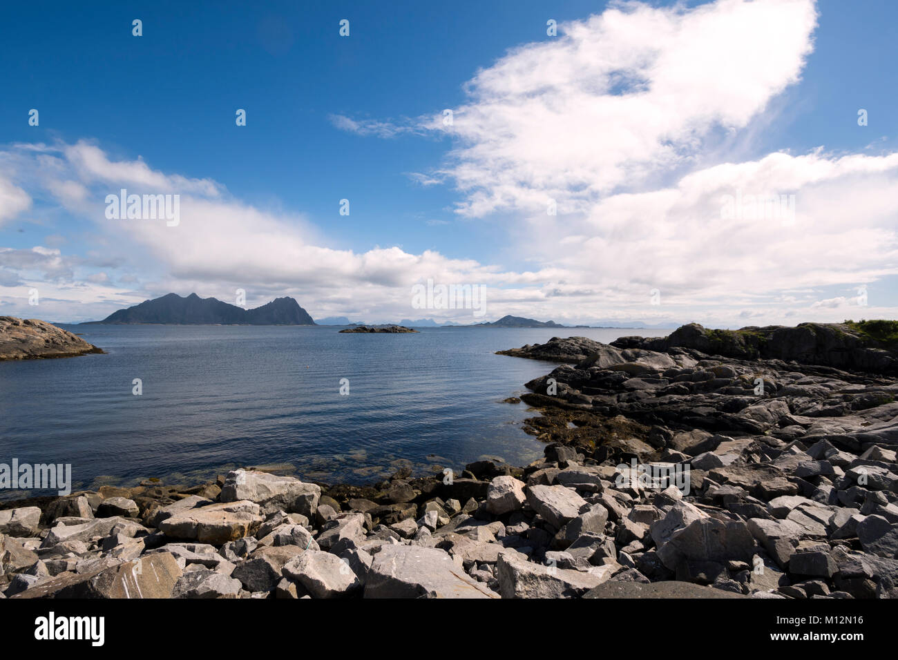 panoramic view of the coast and the islands at Svolvaer in the Lofoten ...