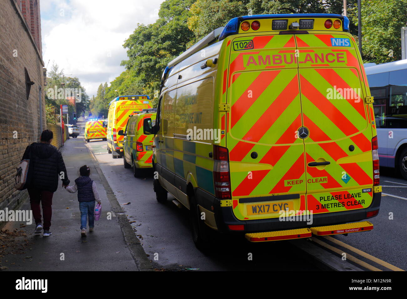 Emergency Services at the dcene of a Bingo Hall fire in Armley, Leeds. Stock Photo