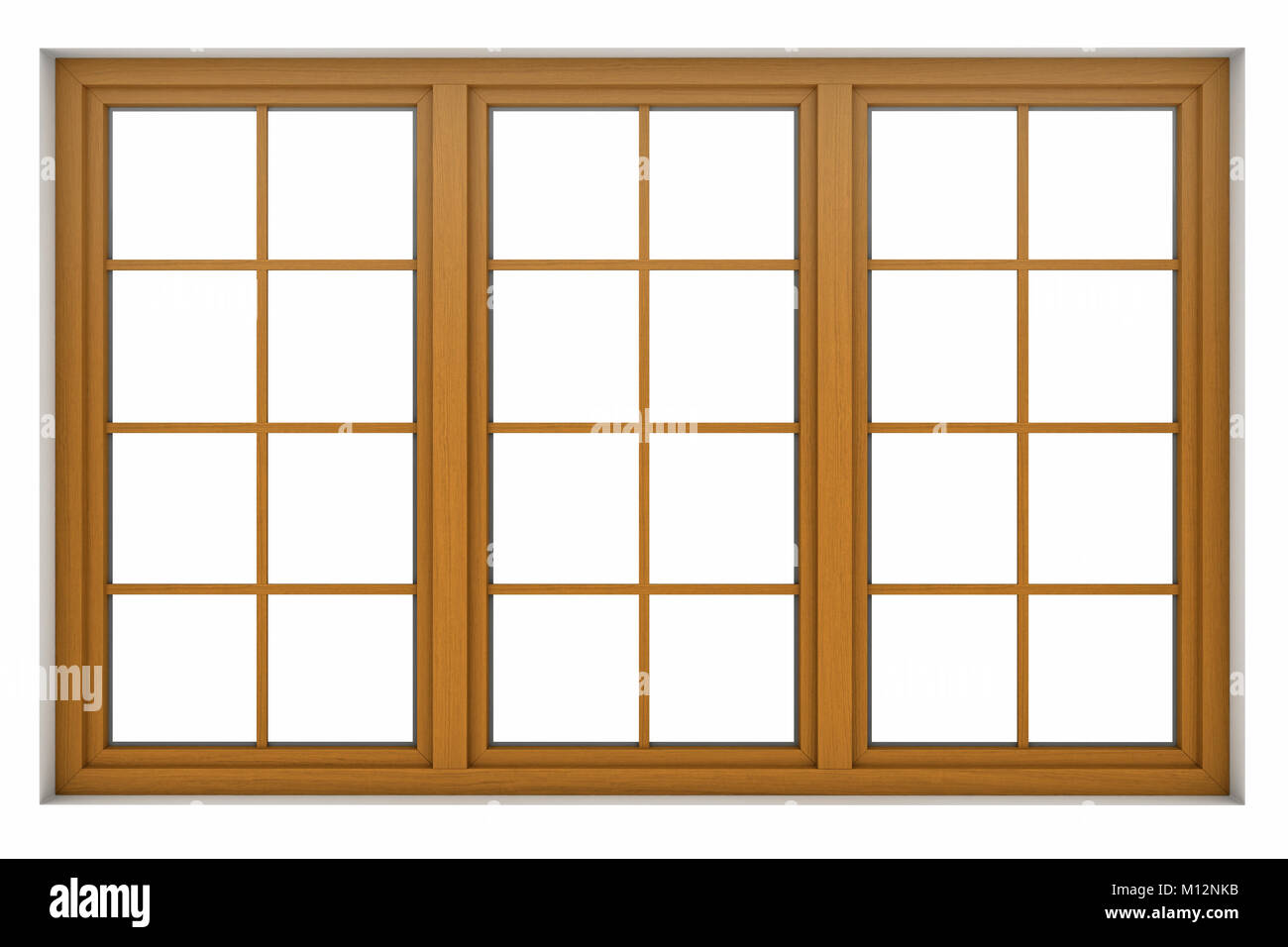 3d render of wooden window frame isolated on white background Stock Photo