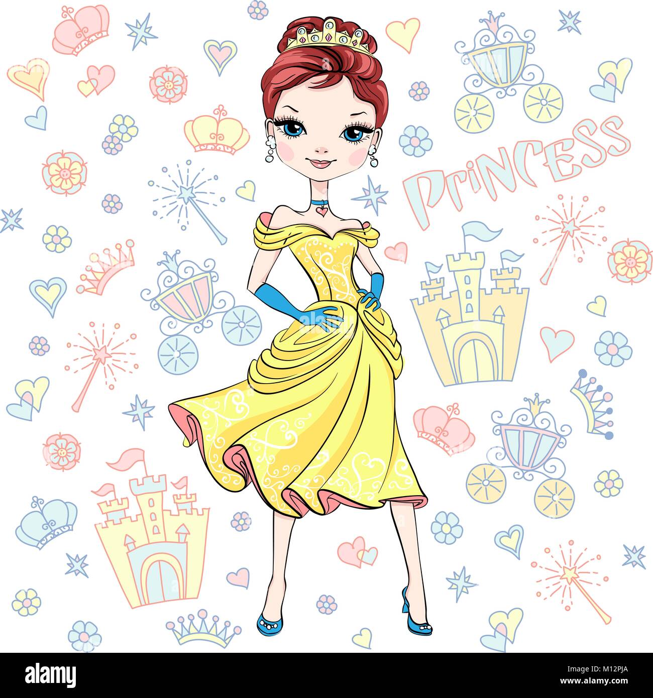 Vector beautiful fashion girl princess Stock Vector