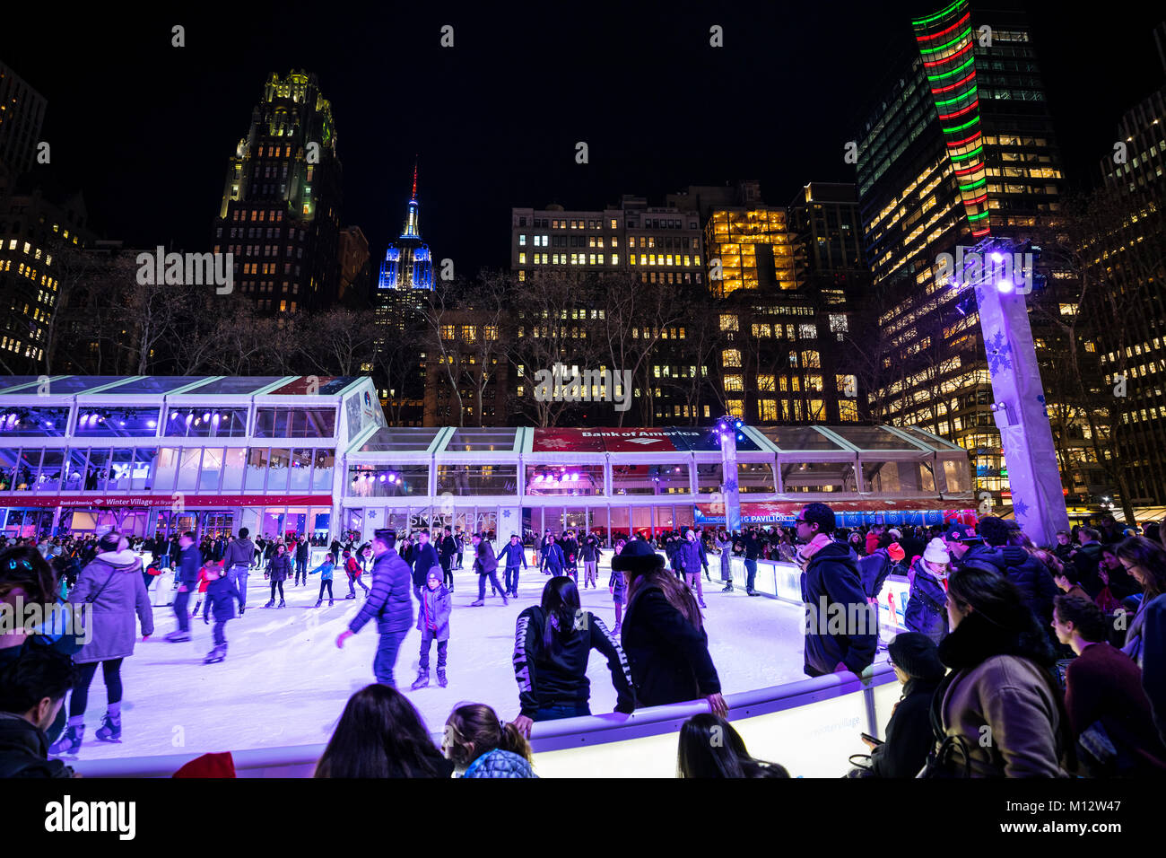 Ice Skating Rinks at Bryant Park in New York City Stock Photo