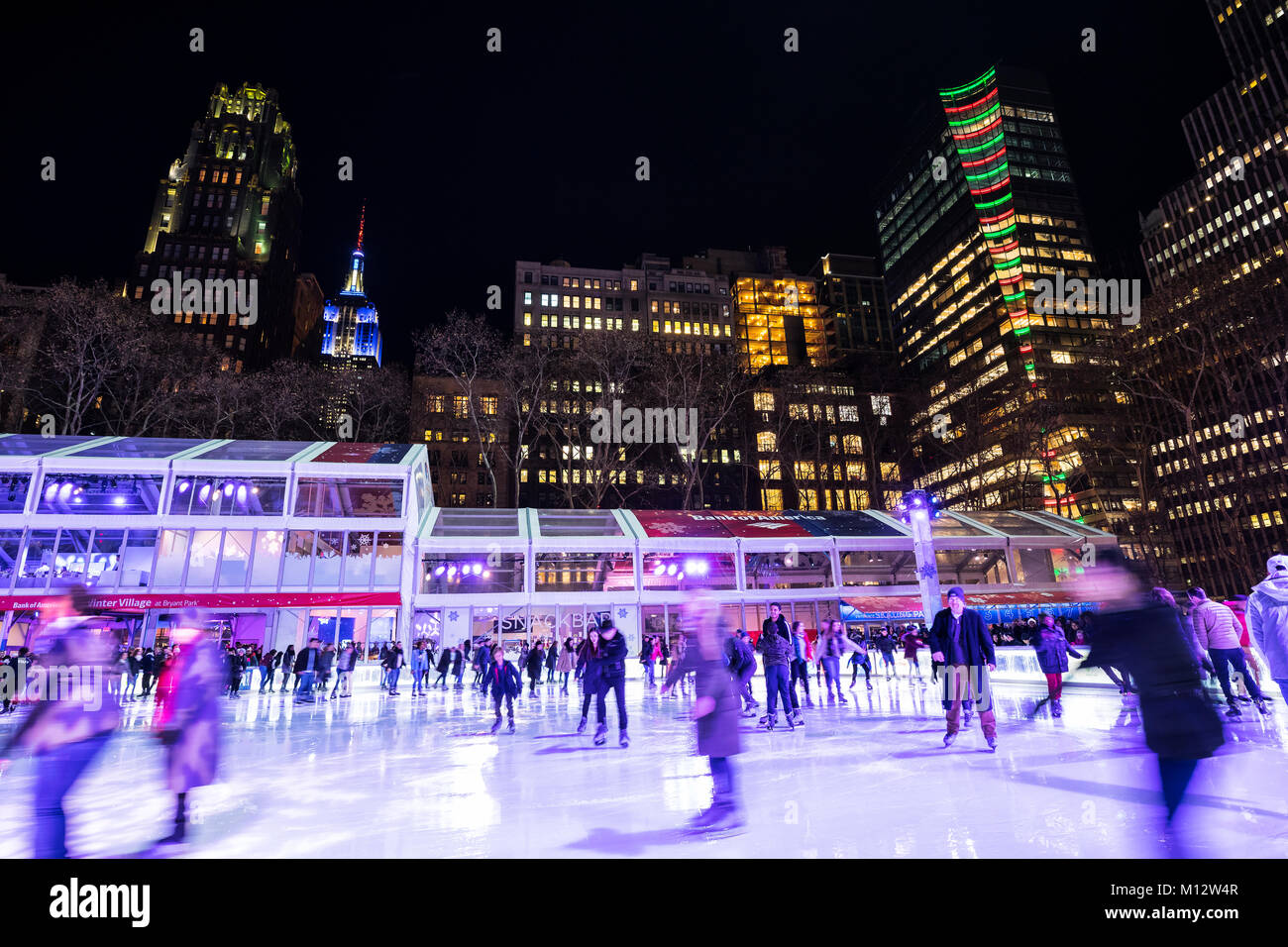 New York Ice Skating Rinks at Bryant Park Stock Photo