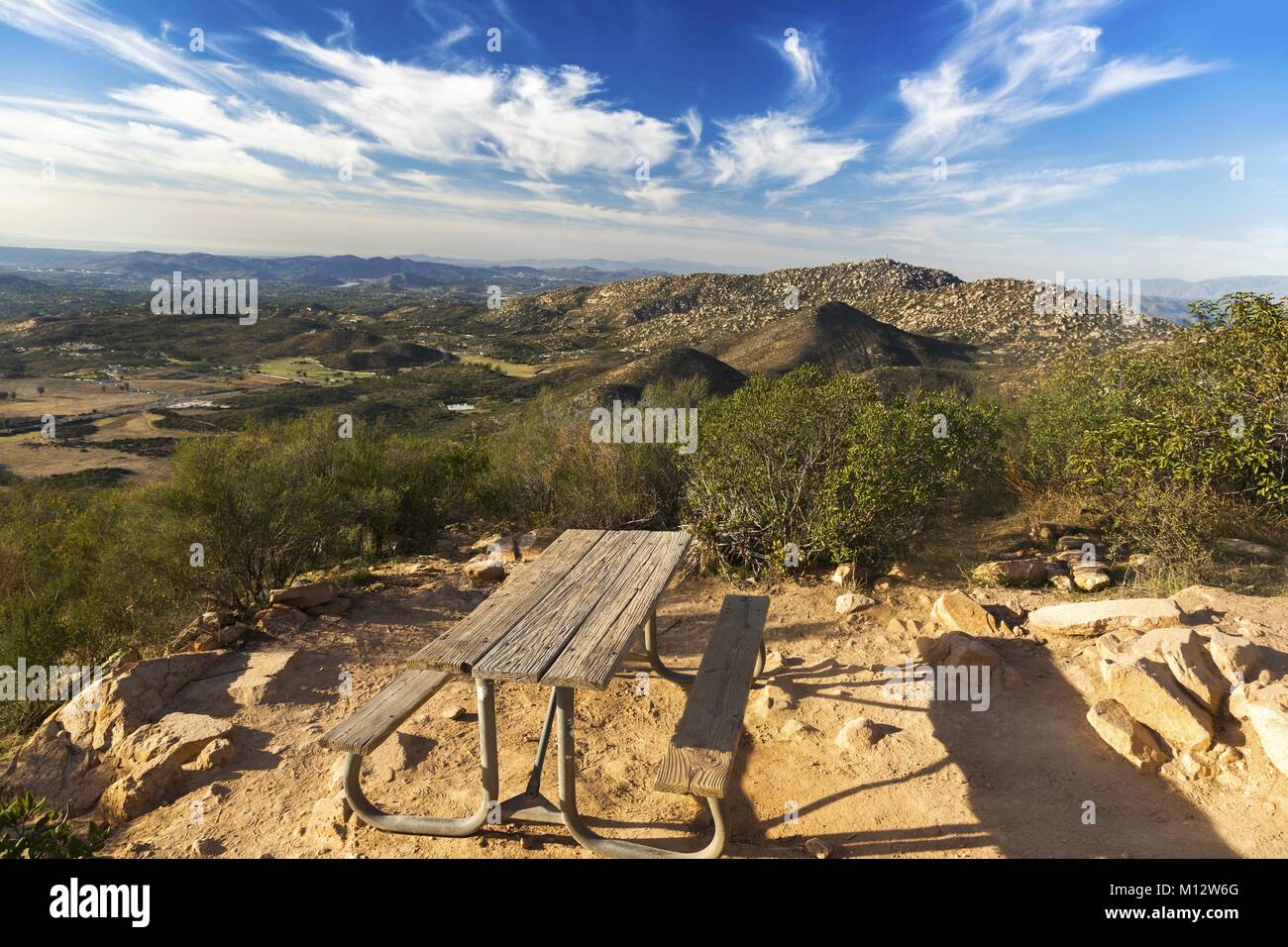 Picnic Table and Aerial Landscape View of San Diego County North from