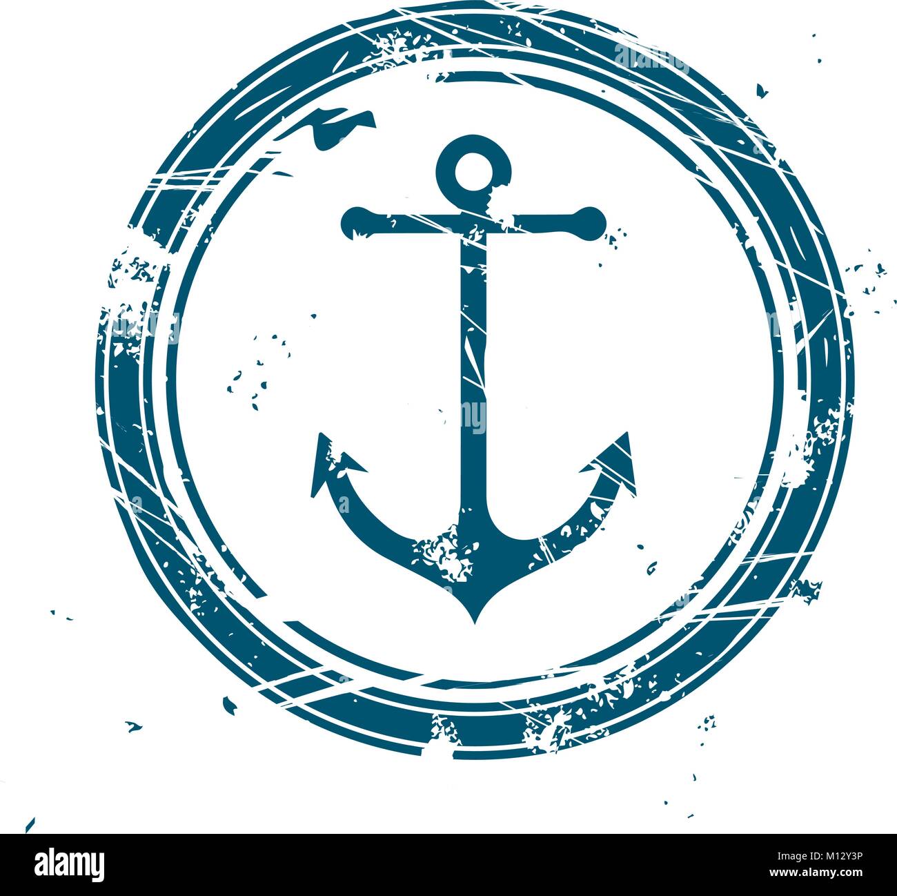 Maritime stamp with vintage anchor Stock Vector