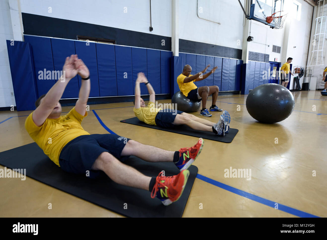 Fla. (Jan. 23, 2018) Center for Information Warfare Training (CIWT) staff participate in command physical fitness session inside the Wenzel Fitness Center on board Naval Air Station Pensacola Corry Station, Florida. CIWT staff takes physical fitness seriously and regularly trains together to maintain readiness. (U.S. Navy Stock Photo