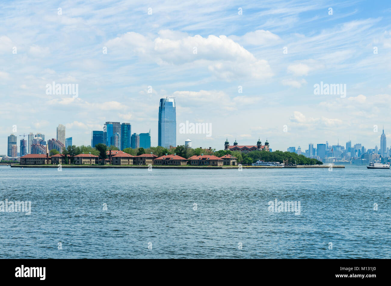 New York, USA - June 8, 2014: Ellis Island, Upper New York Bay. Stock Photo