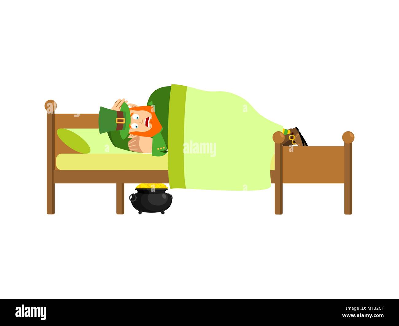 St Patrick's Day Leprechaun Pattern Print Bed Set Quilt
