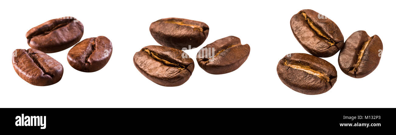 roasted brown coffee beans isolated background Stock Photo - Alamy