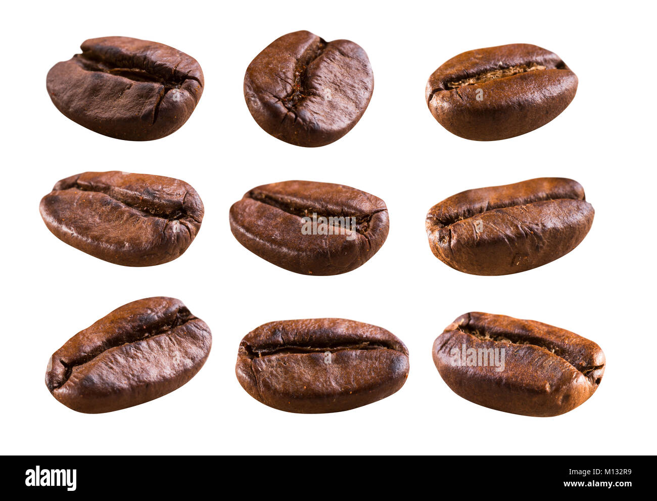 roasted brown coffee beans isolated background Stock Photo - Alamy