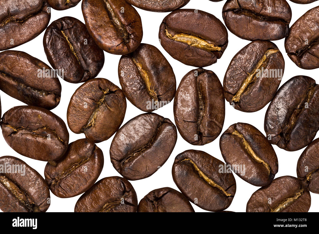 roasted brown coffee beans isolated background Stock Photo - Alamy