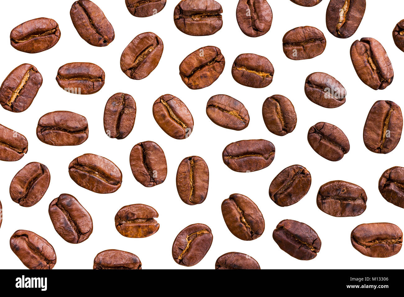 roasted brown coffee beans isolated background Stock Photo - Alamy