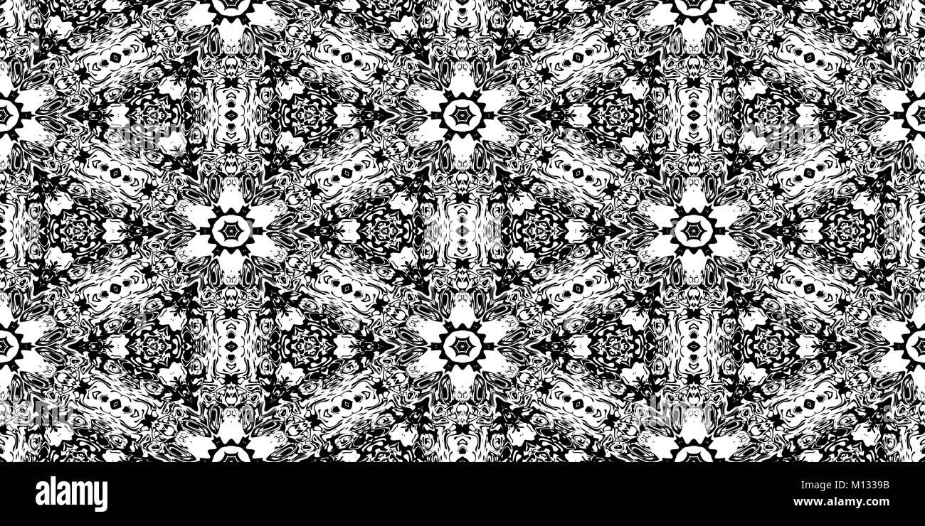 Geometry Rorschach Test Ink Blot Texture. Seamless Monochrome Darkness Pattern Background. Stock Photo