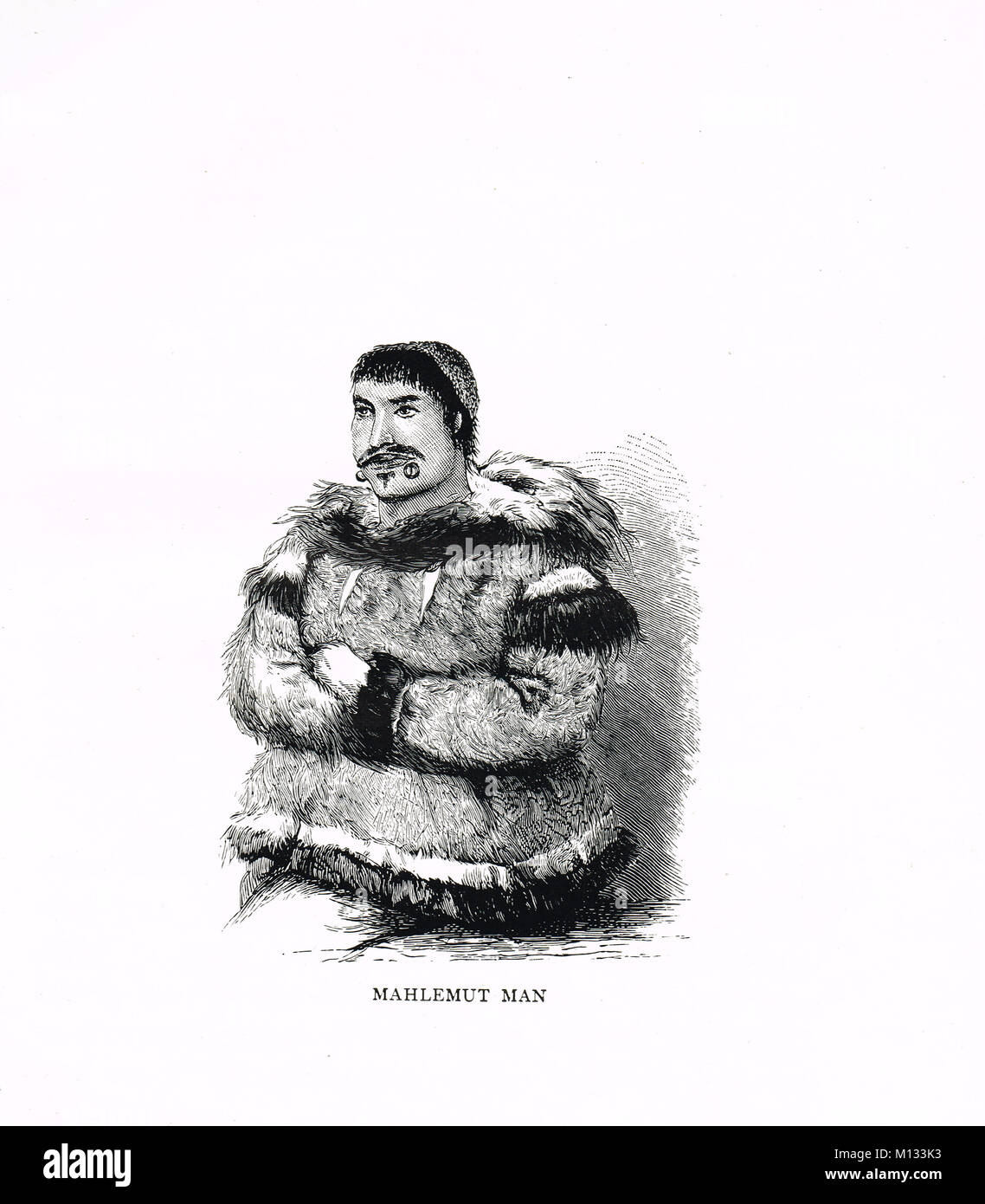 Mahlemut man, native Alaskan people, known today as Kuuvangmiut and Kobuk Stock Photo