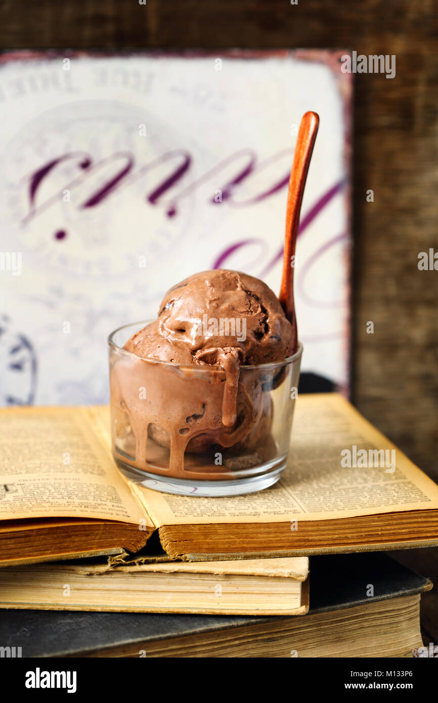 Chocolate ice cream in glass cup Stock Photo Alamy
