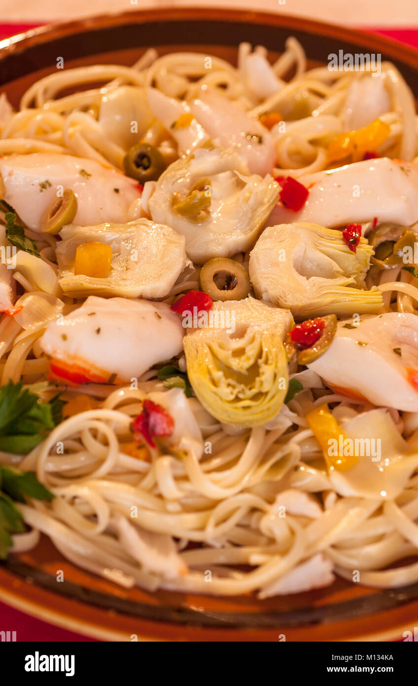 Italy Tagliolini pasta with crabmeat Stock Photo Alamy