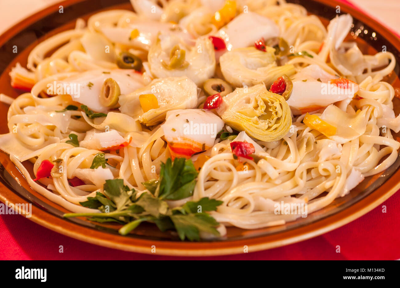 Italy Tagliolini pasta with crabmeat Stock Photo Alamy