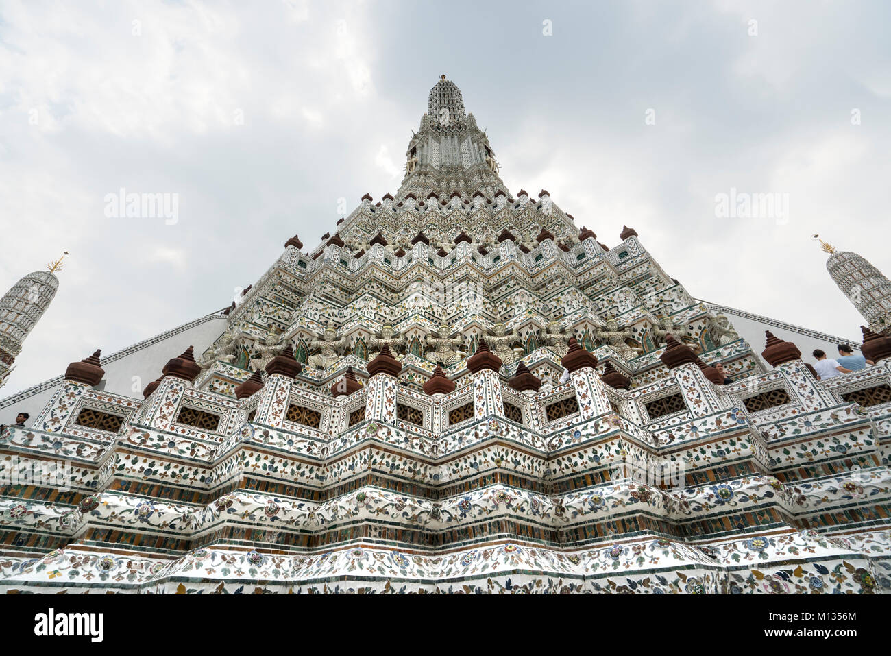 A detail of external decorations of Wat Arun temple in Bangkok, Thailand Stock Photo