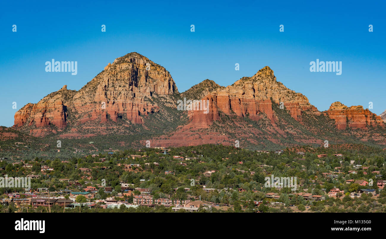 The mountains of Sedona, Arizona.  Sedona is one of the most popular outdoor destinations in the desert southwest. Stock Photo