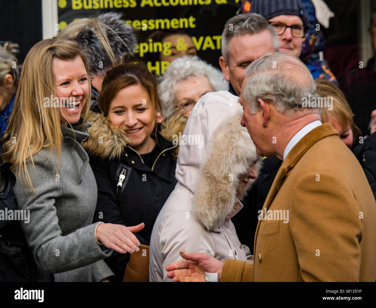 Prince Charles prince of Wales, meeting people of Congleton, Cheshire 24/1/18 Stock Photo